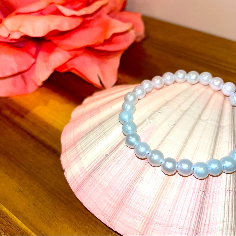 3/$11 Beaded Bracelet: Pearl - Handmade